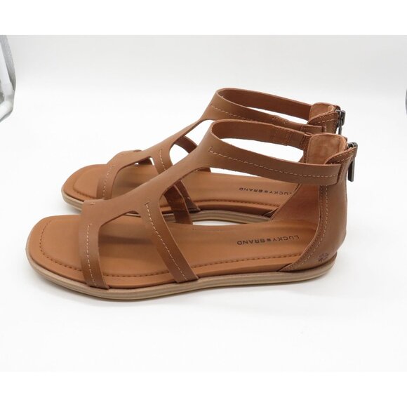 Lucky Brand Tan Leather Gladiator Sandals With Back Zipper Closure Size 8.5 - Picture 6 of 8